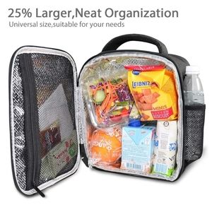 Long Time Insulation Leak-Proof Liner Tote Black Anglink Insulated Lunch Bag